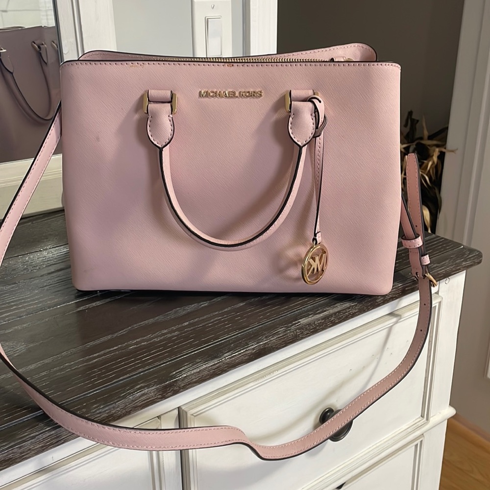 Michael Kors Large Savannah leather satchel Bag, color blossom